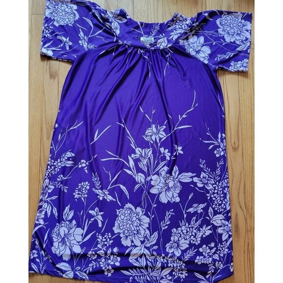 Sawyer Creek Studio womens purple floral sleep ware SZ Large - Picture 2 of 5